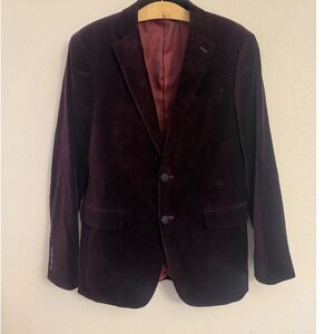 J.Ferrar Mens 40R‎ Slim Fit Velvet Blazer Plum Purple Cotton Sport Coat Jacket